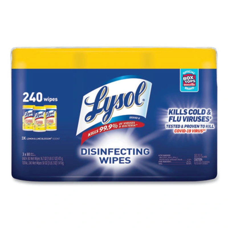 LYSOL Disinfecting Wipes, 7 X 7.25, Lemon And Lime Blossom, 80 Wipes-canister, 3 Canisters-pack, 2 Packs-carton