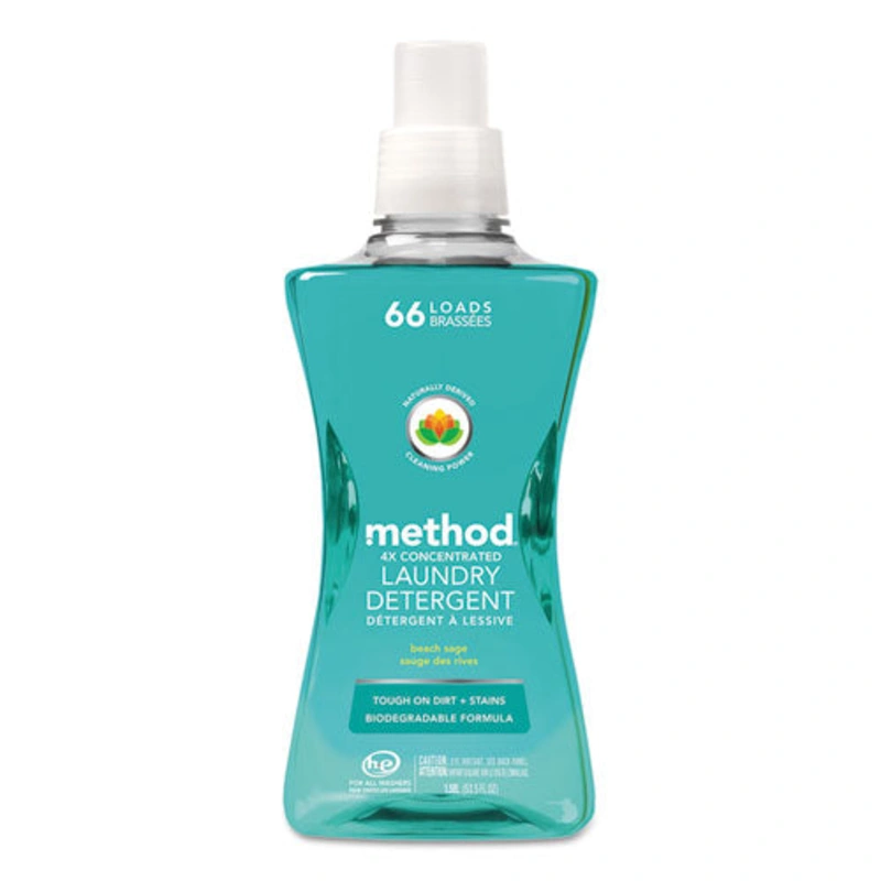 METHOD 4x Concentrated Laundry Detergent, Beach Sage, 53.5 Oz Bottle, 4-carton